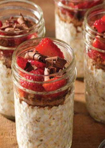 Strawberry, Semi Sweet Chocolate and Almond Overnight Oats